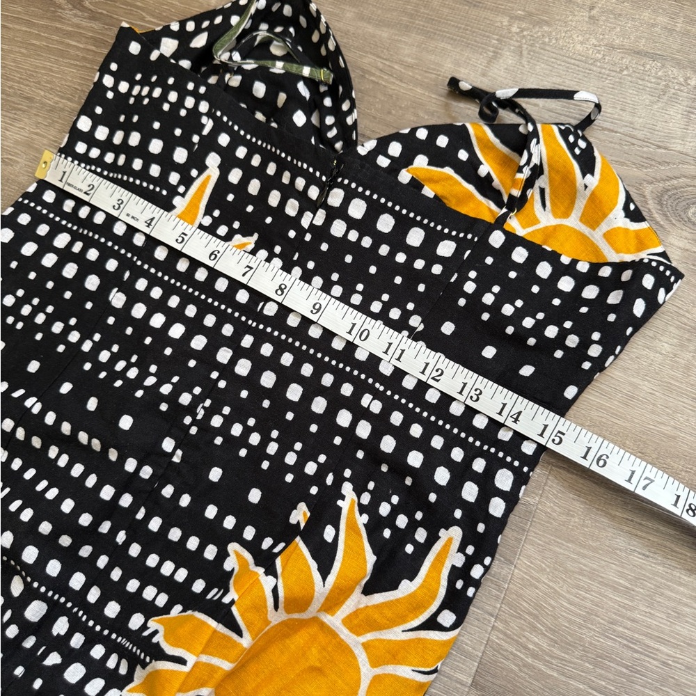 LOFT Black Midi Dress with Yellow Sun & Green Palm Print - Picture 11 of 12